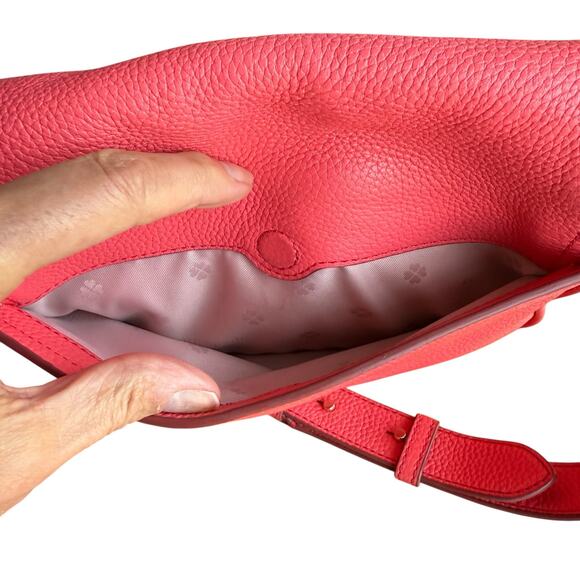 Kate Spade Pebble Leather Crossbody Shoulder Bag Large Flap Barbiecore Pink READ - Picture 14 of 16